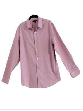 Banana Republic Men’s Pink & White Striped Grant Fit 120s Supima Cotton Shirt  L